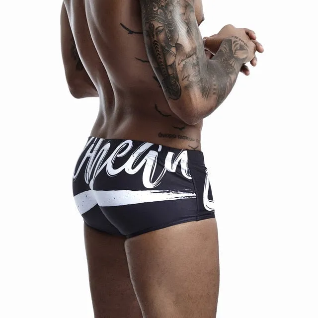 Letter Sketch Style Print Men Sporty Brief