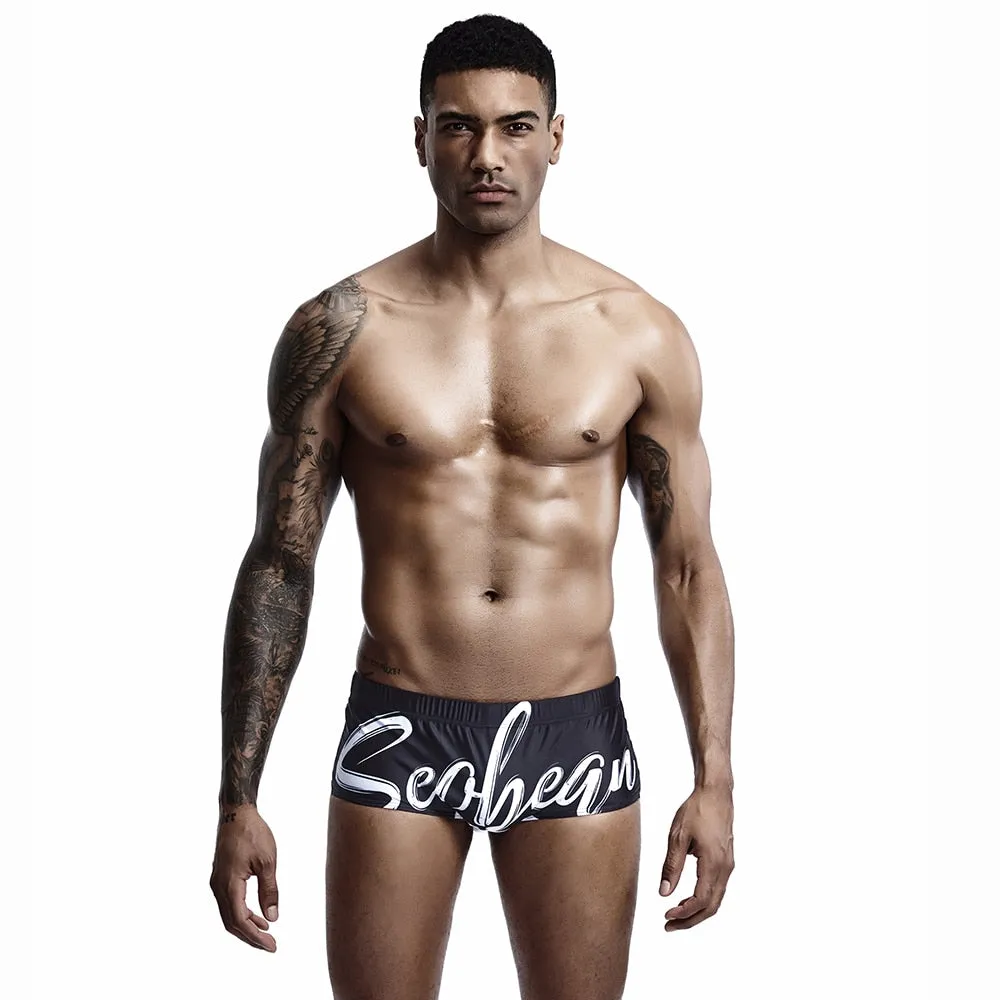 Letter Sketch Style Print Men Sporty Brief