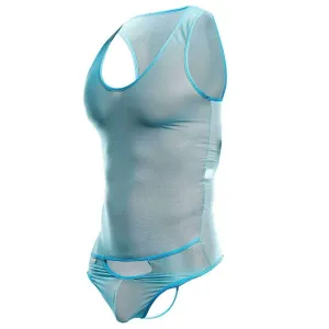 Male Basics Mob Men's Sexy All Over Sheer Body Suit Turquoise