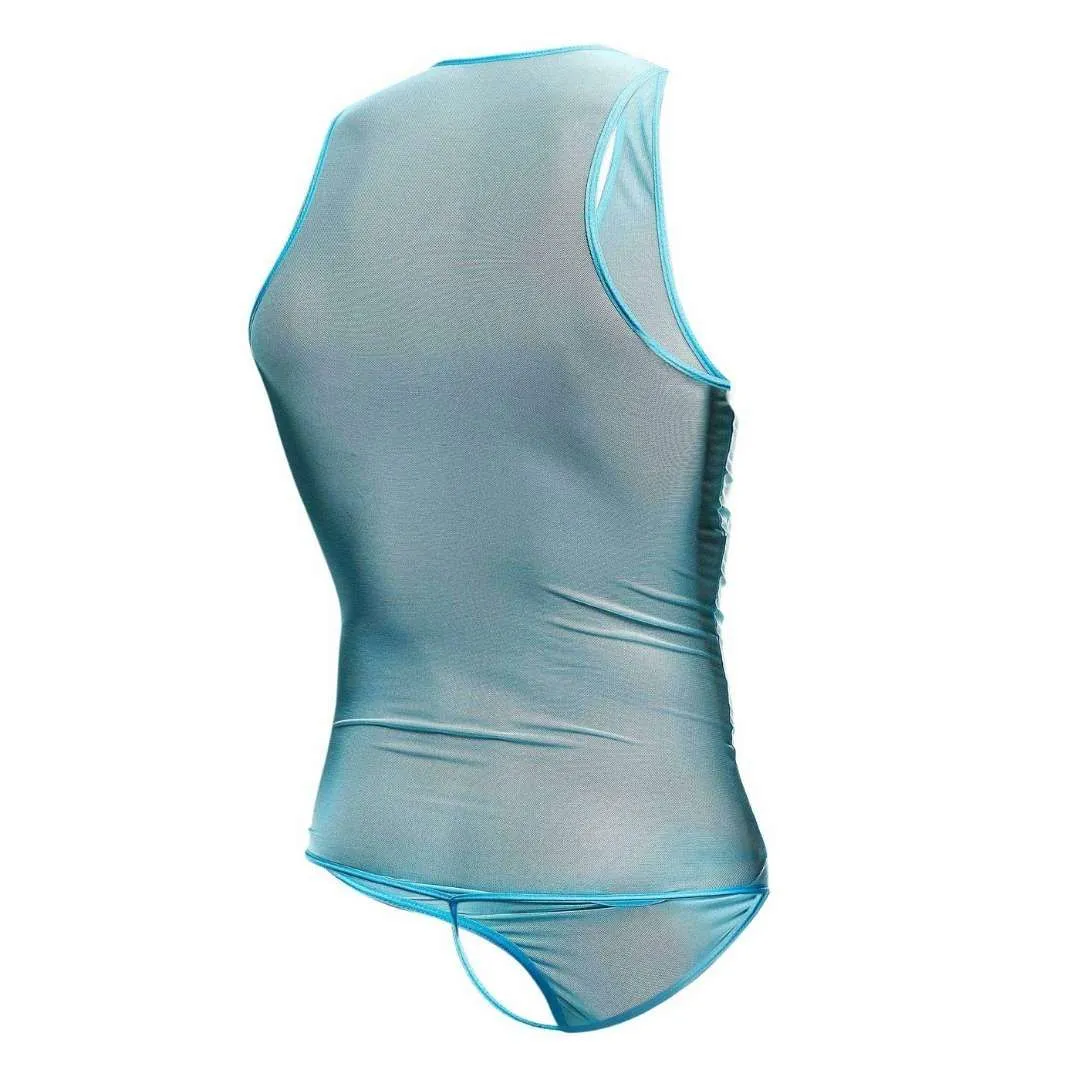 Male Basics Mob Men's Sexy All Over Sheer Body Suit Turquoise