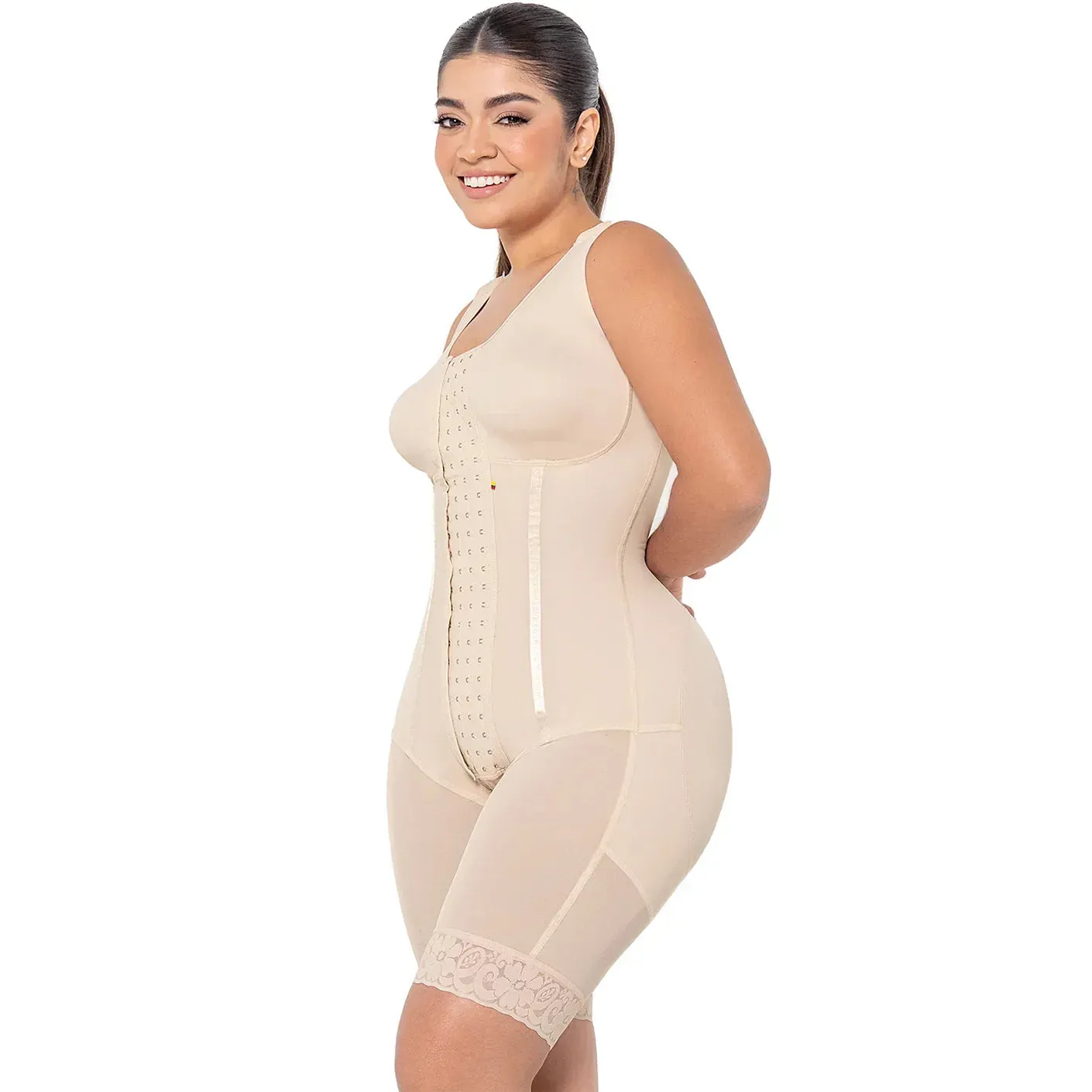 MARIAE RXC633V Fajas Colombianas Tummy Control Shapewear Bodysuit Mid Thigh Body Shaper with Built-in Bra