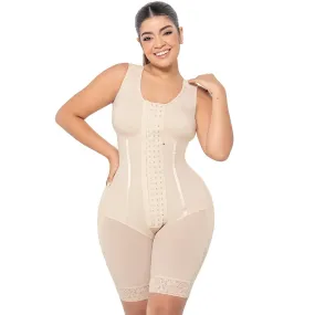 MARIAE RXC633V Fajas Colombianas Tummy Control Shapewear Bodysuit Mid Thigh Body Shaper with Built-in Bra