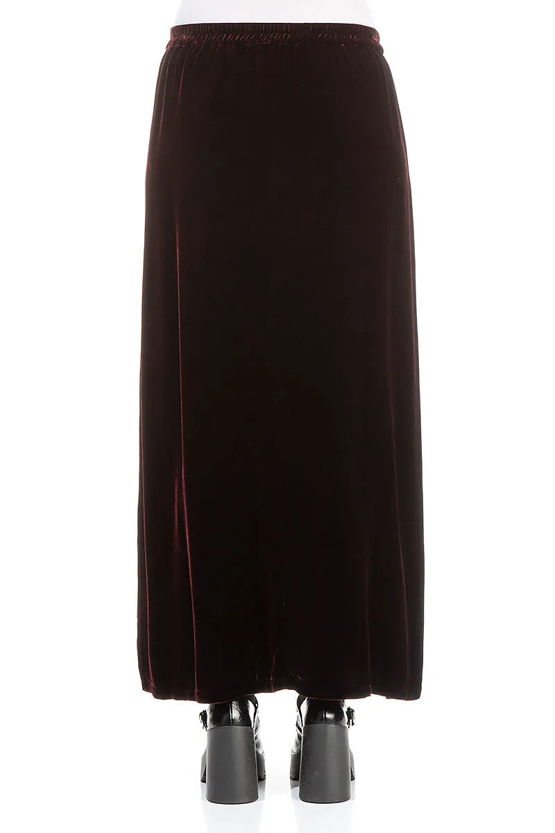 Maxi Bordeaux Silk Velvet Skirt