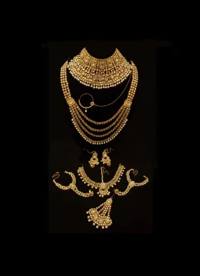 Meena Kundan Gold Plated Bridal Set.