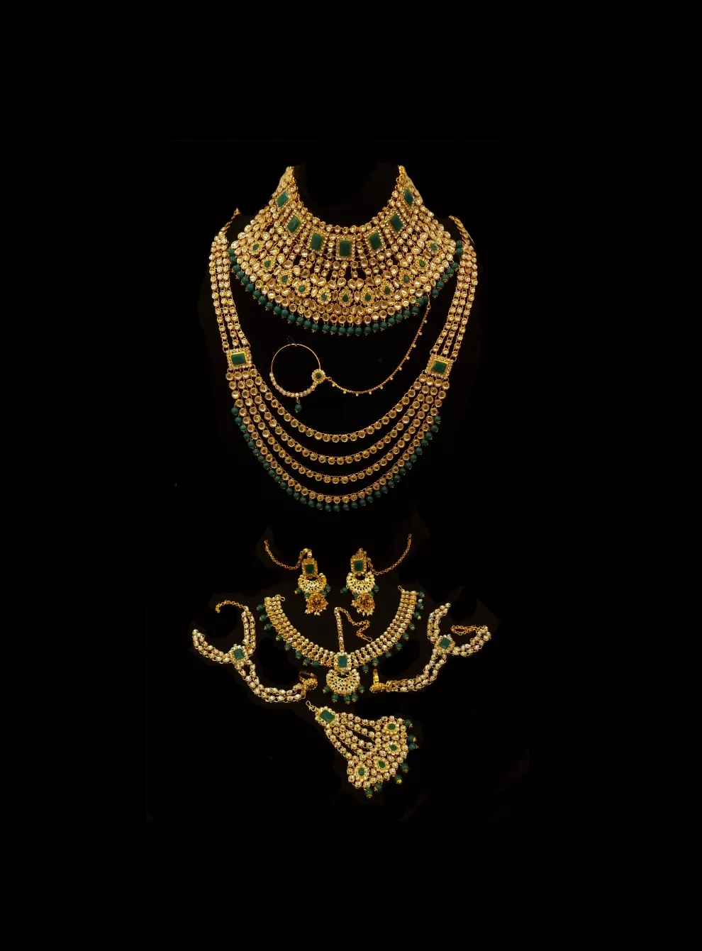 Meena Kundan Gold Plated Bridal Set.