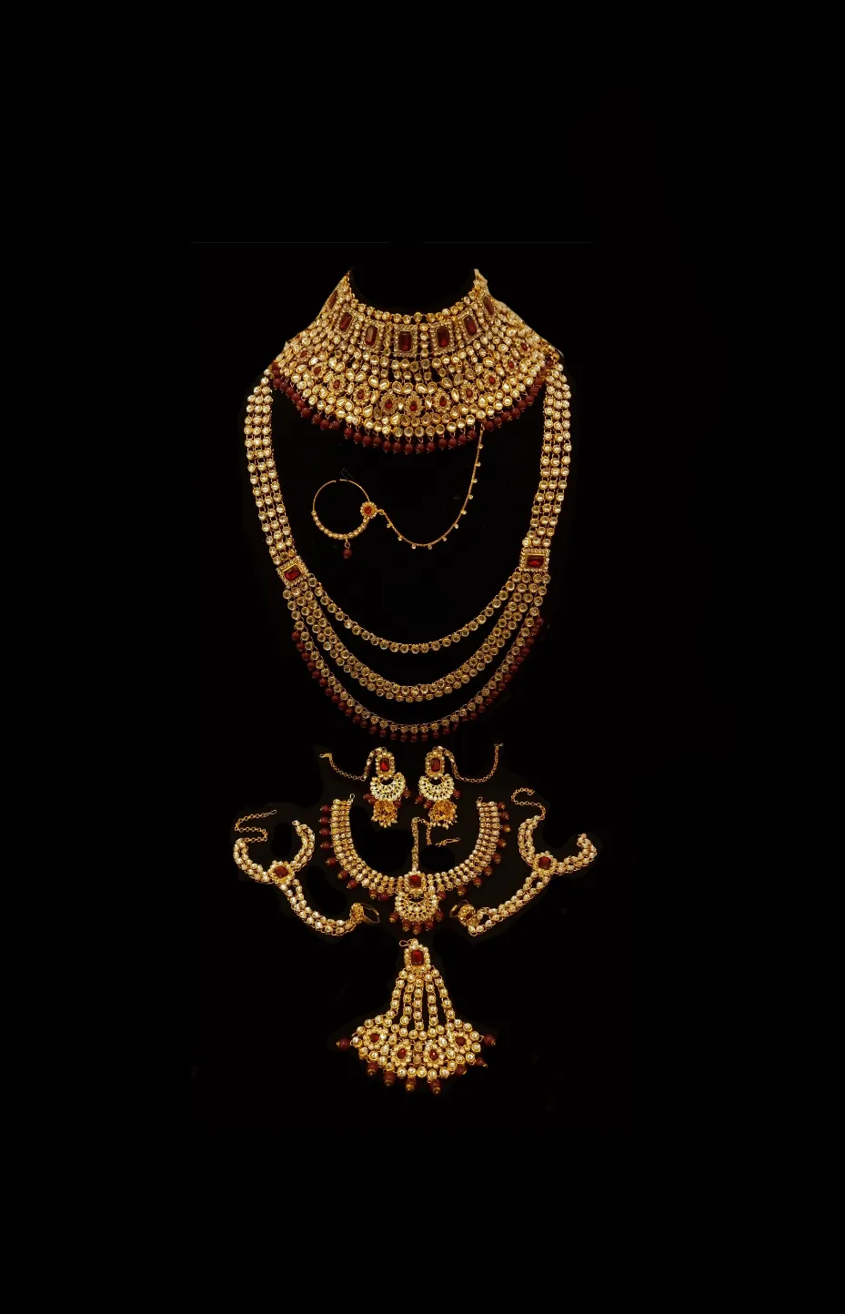 Meena Kundan Gold Plated Bridal Set.