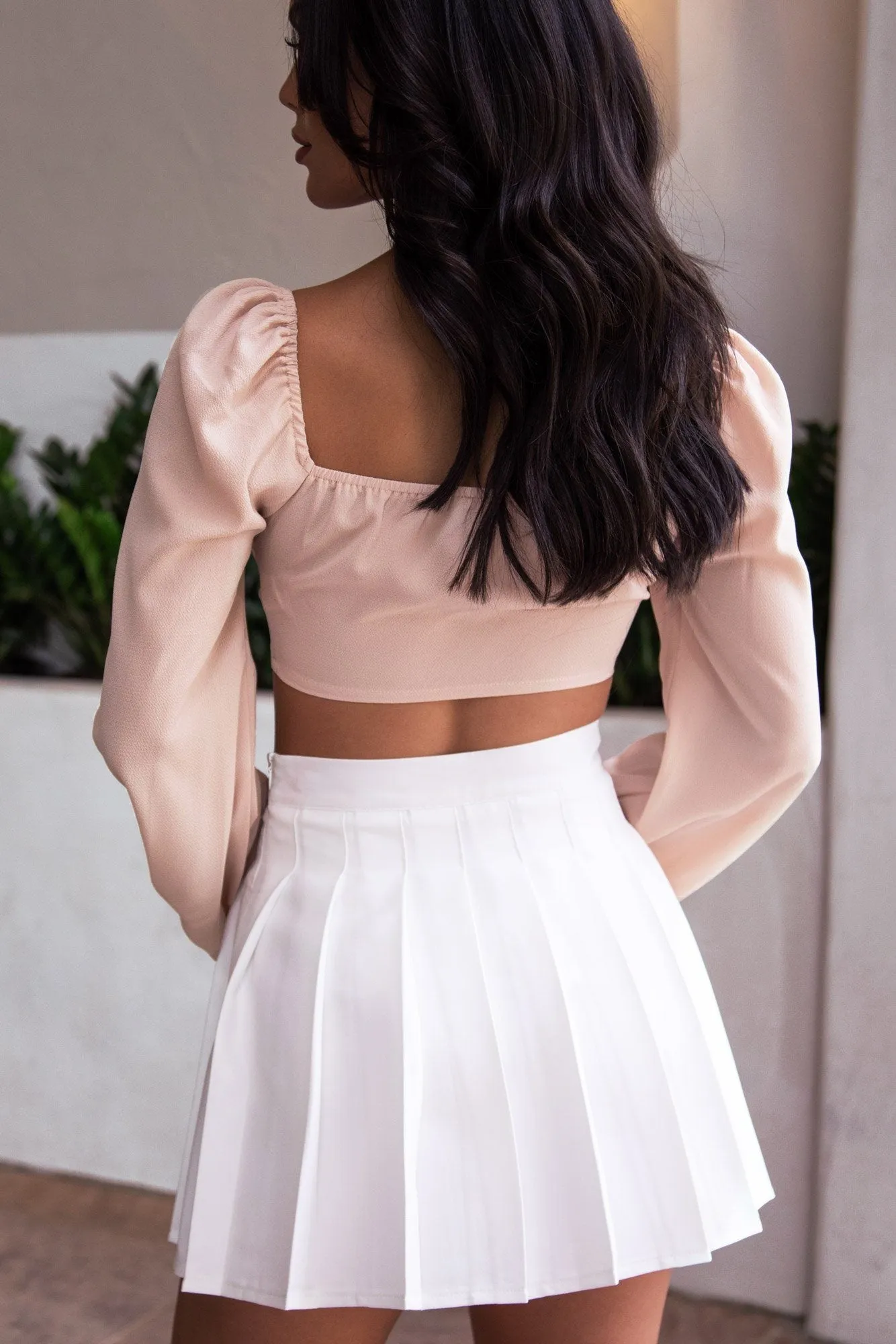 Melanie Taupe Tie-Front Crop Top