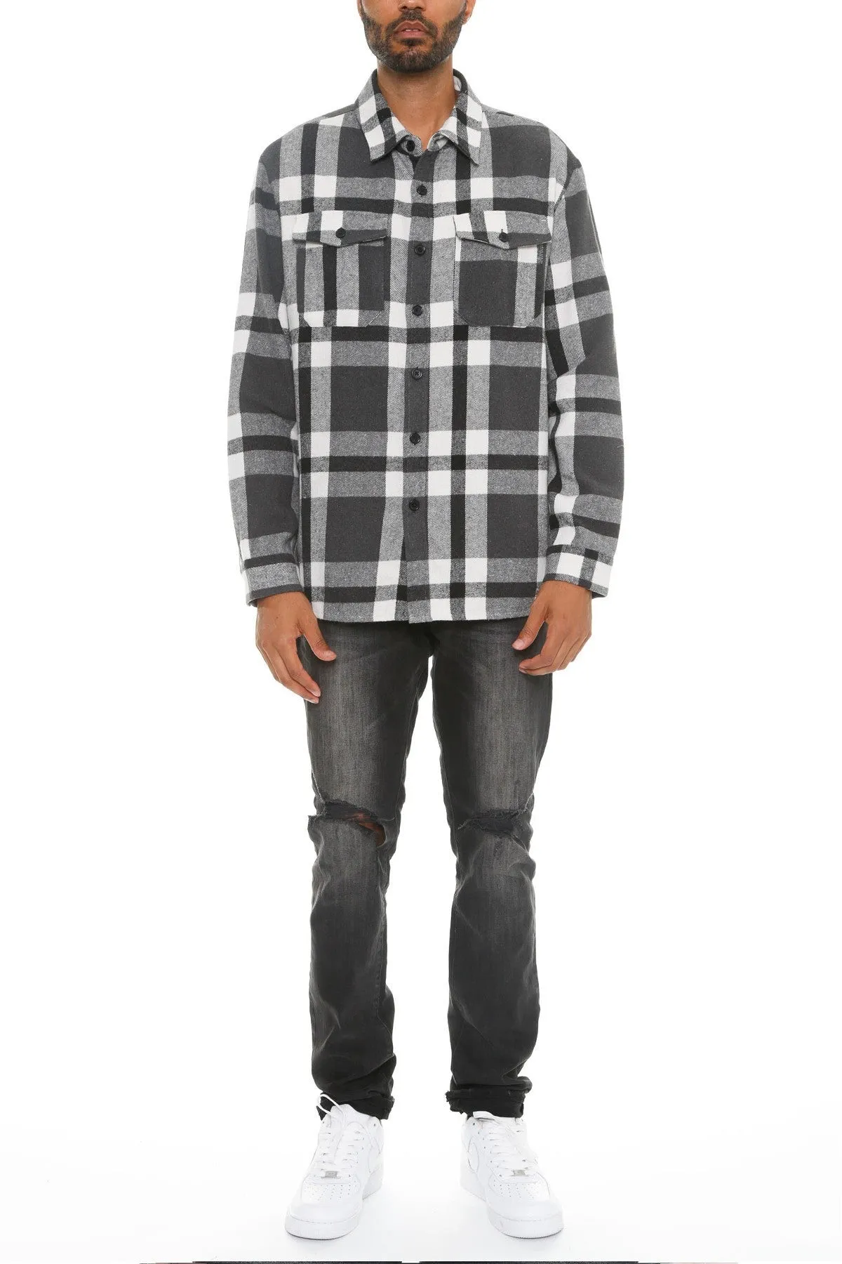 Men's Checkered Soft Flannel Shacket - 8 colors