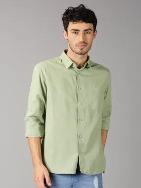 MEN'S GREEN SOLID SLIM FIT SHIRT