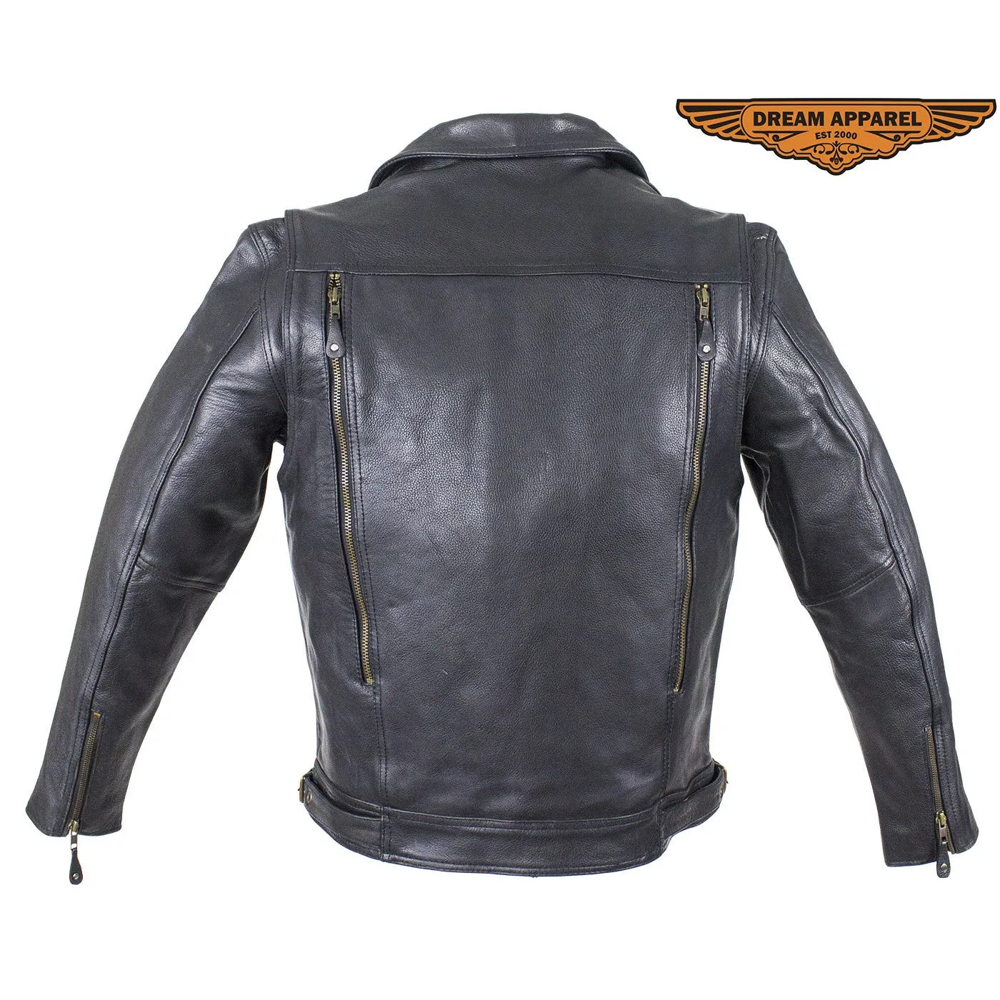 Men's Leather Racing Style Motorcycle Jacket