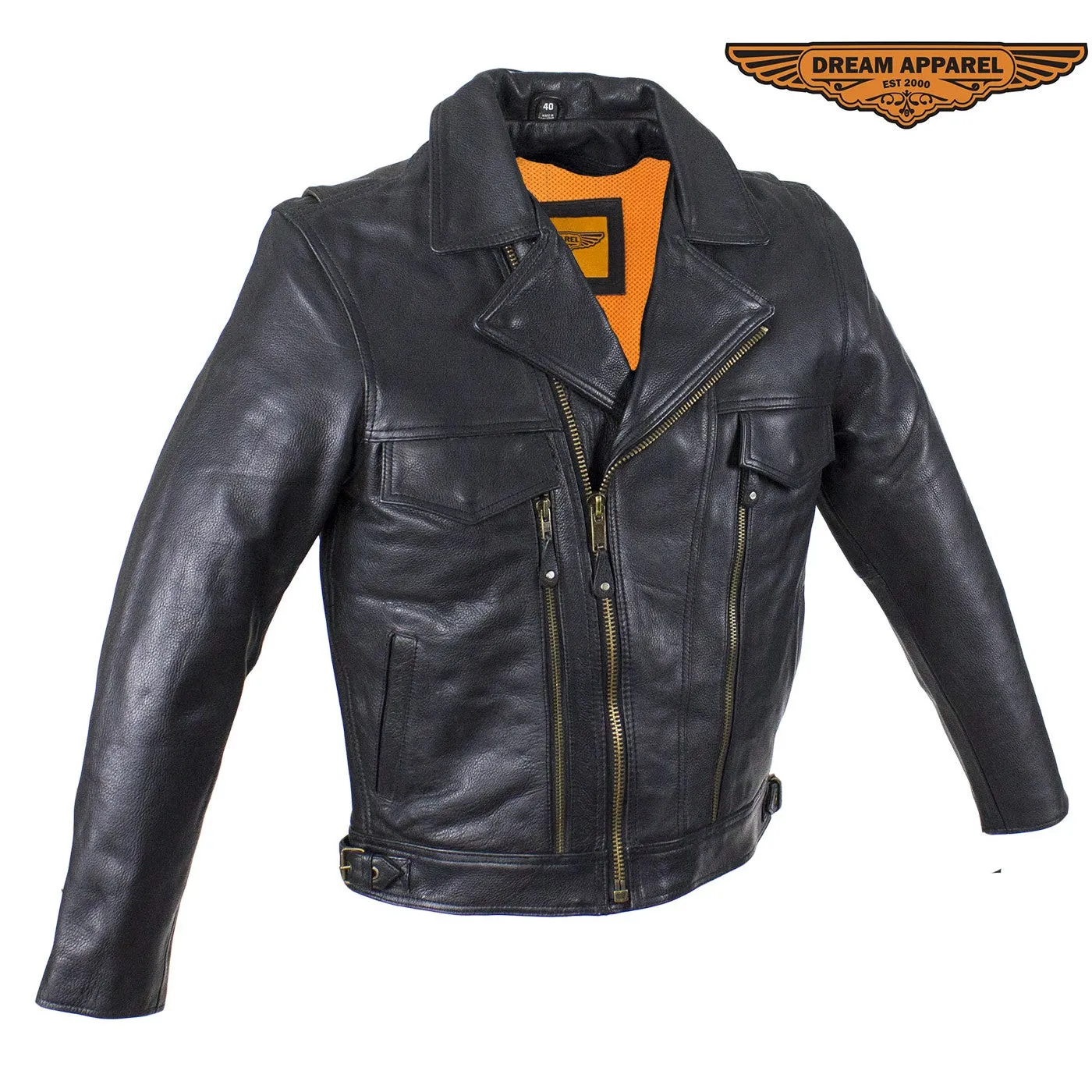 Men's Leather Racing Style Motorcycle Jacket