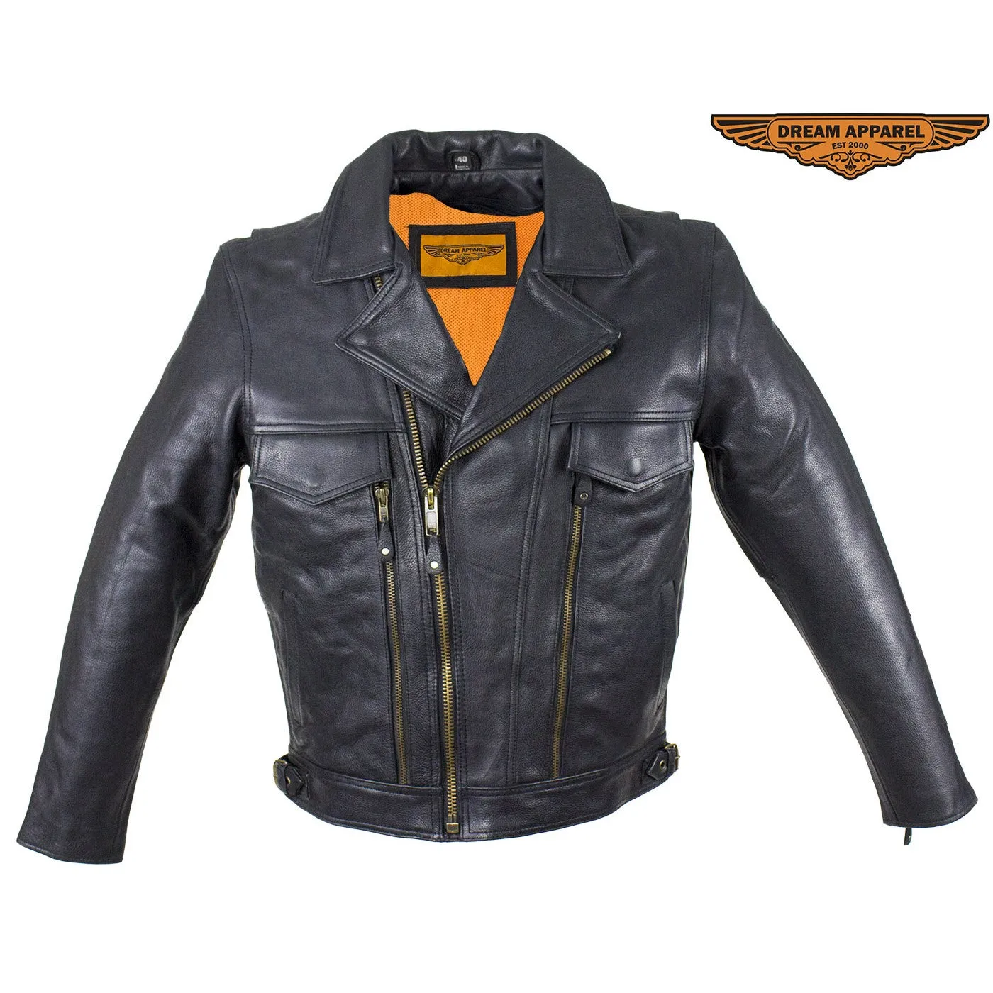 Men's Leather Racing Style Motorcycle Jacket