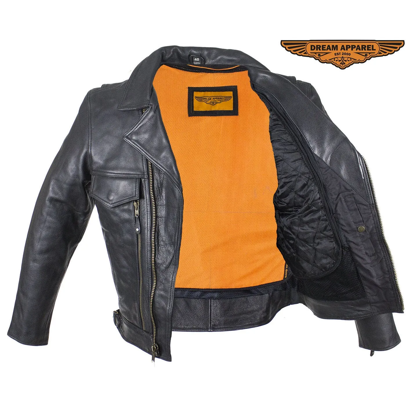 Men's Leather Racing Style Motorcycle Jacket