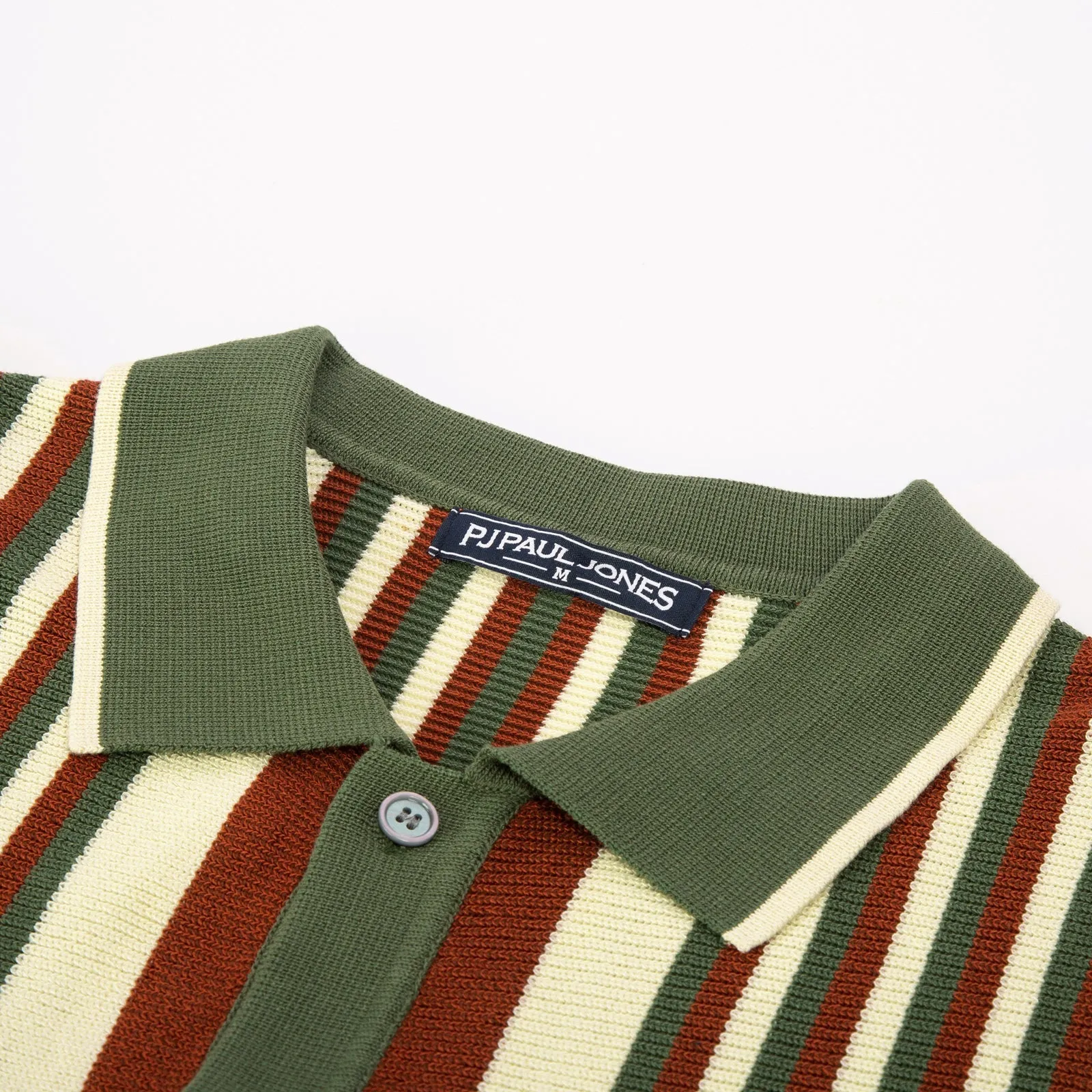 Men's Striped Polo Shirts Breathable Knit Shirt 70s Vintage Cardigans Shirt Short Sleeve Button Down Casual Clothing