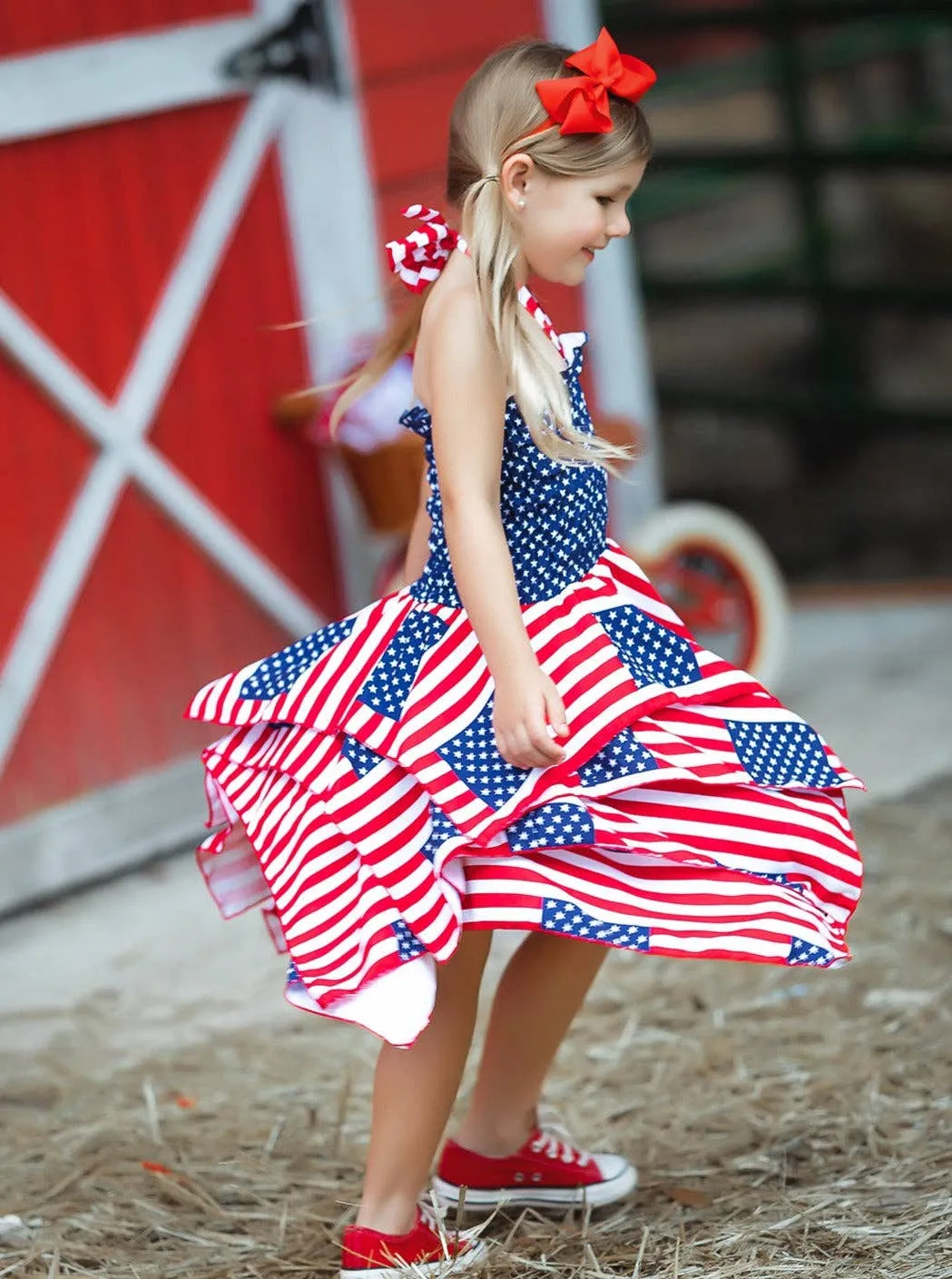 Mia Belle Girls Lil Miss America Handkerchief Dress