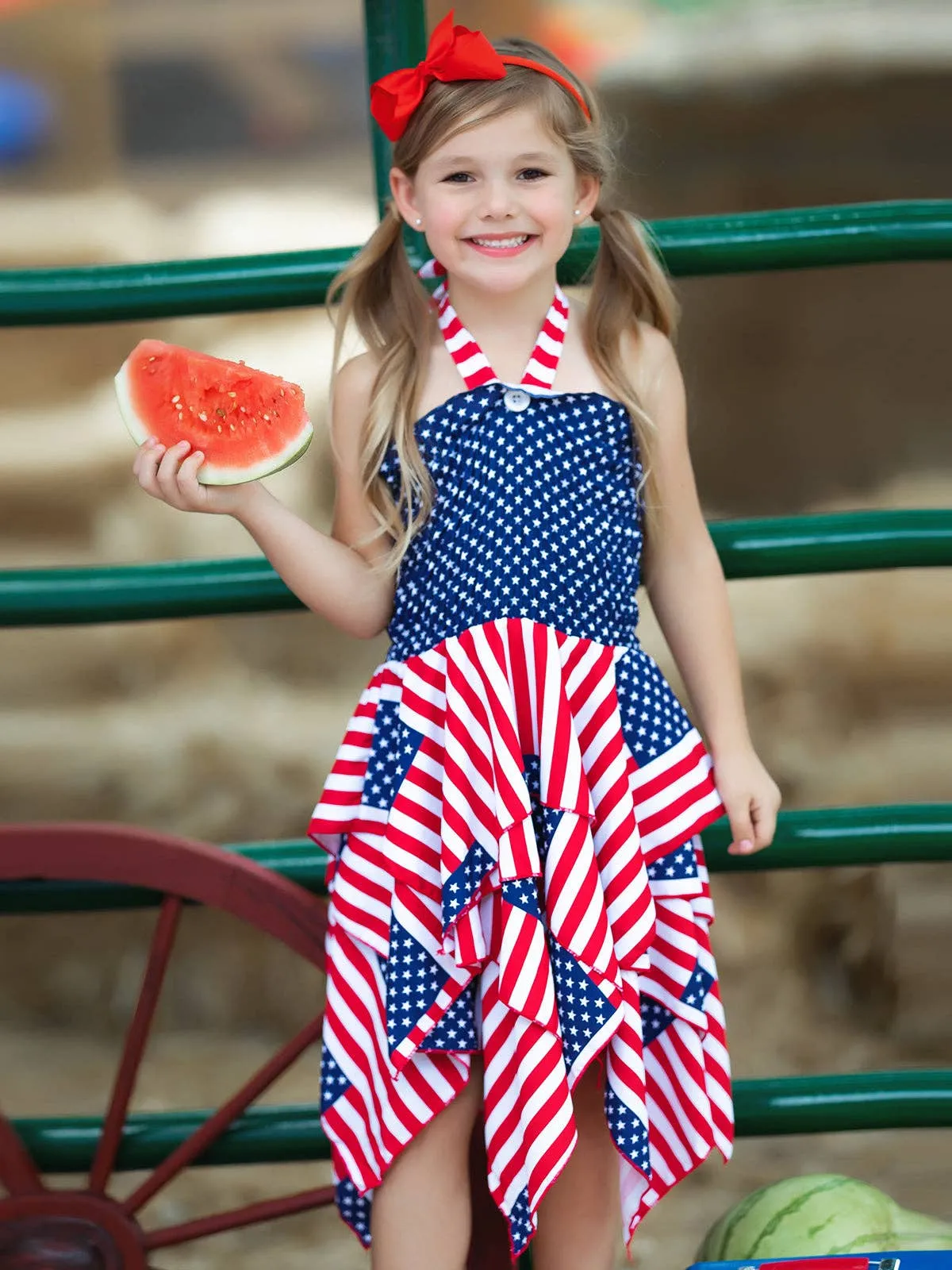 Mia Belle Girls Lil Miss America Handkerchief Dress