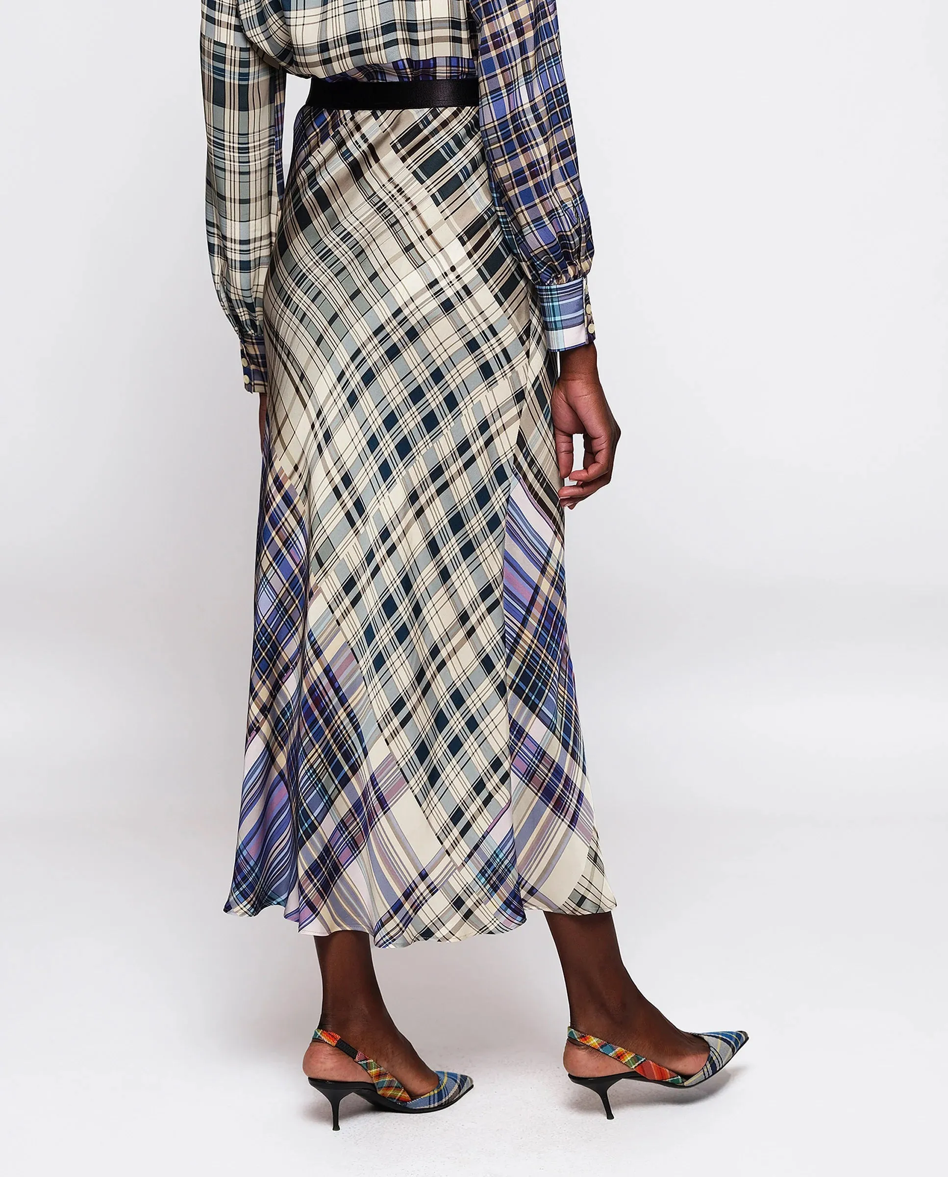 MIRTO 1956 - BLUE PLAID MIDI SKIRT