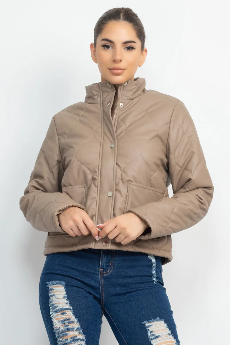 Mock Neck Quilted Jacket - 4 colors