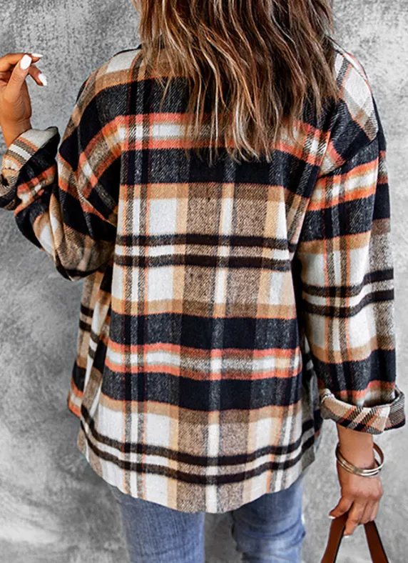 Multicolor/Cream  Plaid Flannel Shacket