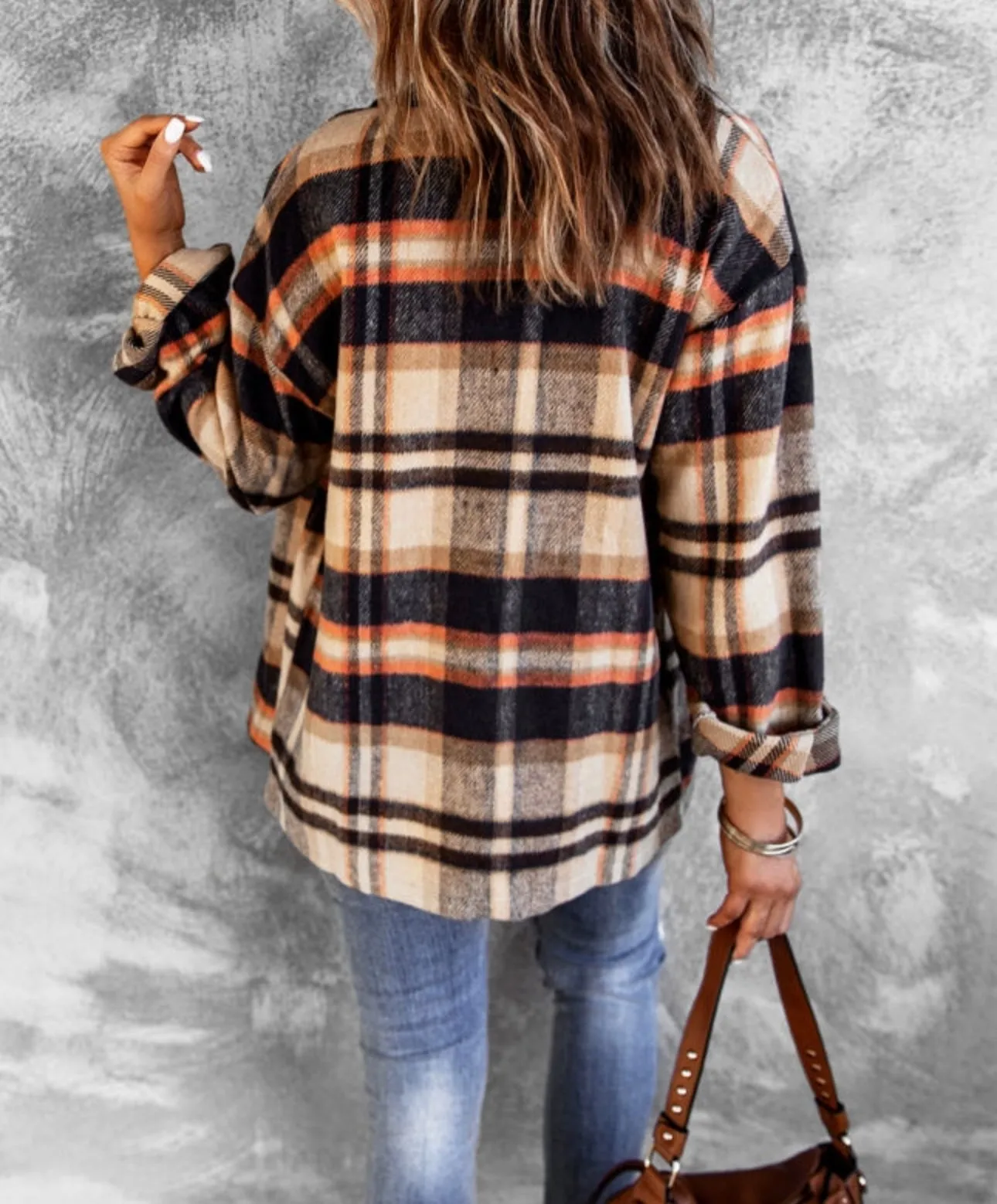 Multicolor/Tan Plaid Flannel Shacket