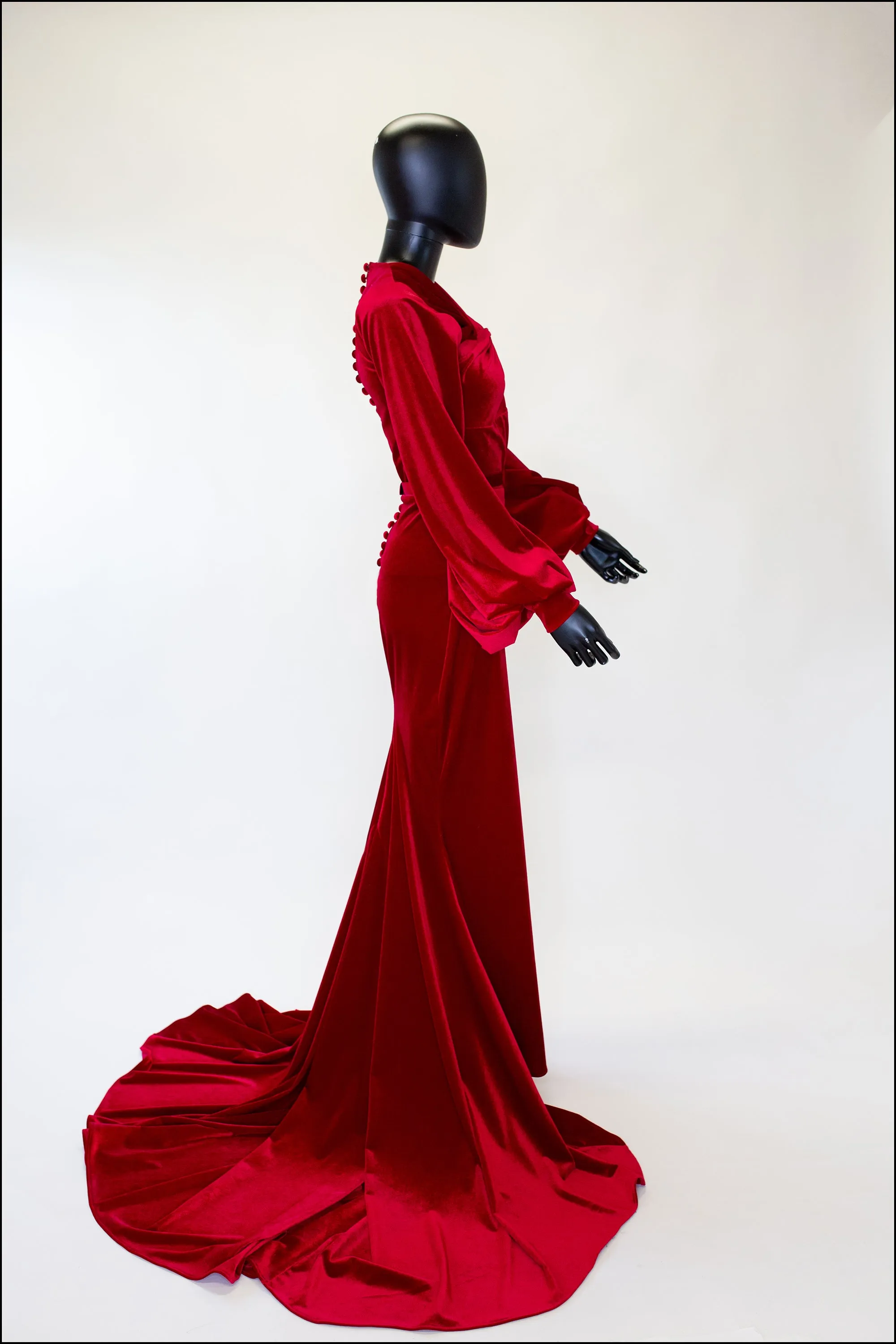 Myrna - Red Velvet Old Hollywood Gown