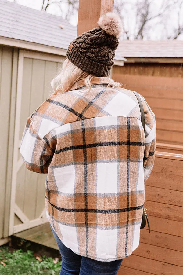 Name Game Plaid Jacket In Khaki Curves