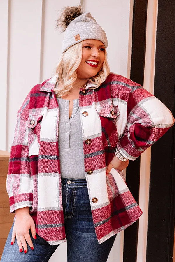 Name Game Plaid Jacket In Wine Curves