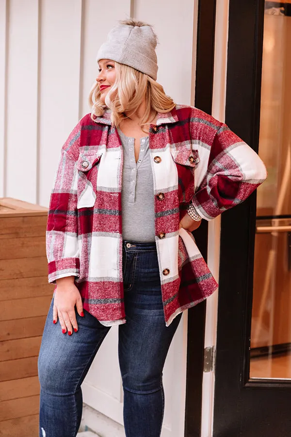 Name Game Plaid Jacket In Wine Curves