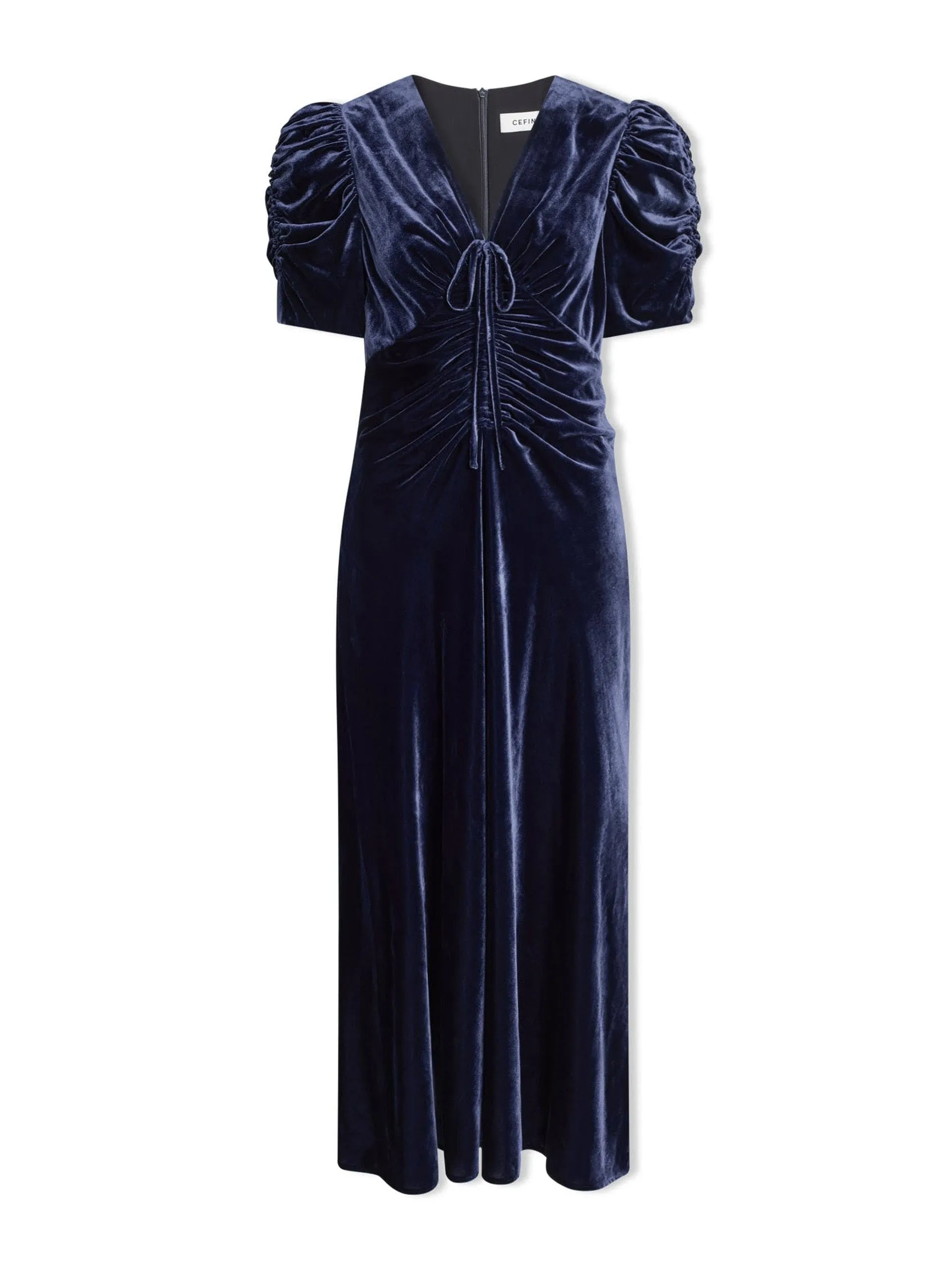 Navy Ophelia bias cut velvet maxi dress