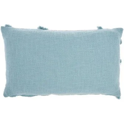 New - 14"x24" Oversized Life Styles Distressed Diamond Lumbar Throw Pillow Aqua - Mina Victory