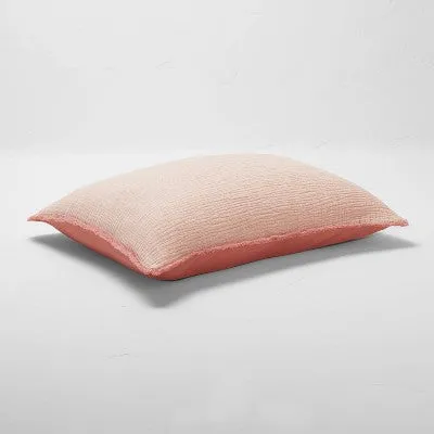 New - King Textured Chambray Cotton Pillow Sham Rose - Casaluna