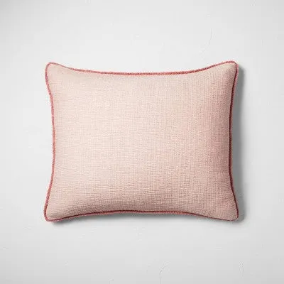 New - King Textured Chambray Cotton Pillow Sham Rose - Casaluna