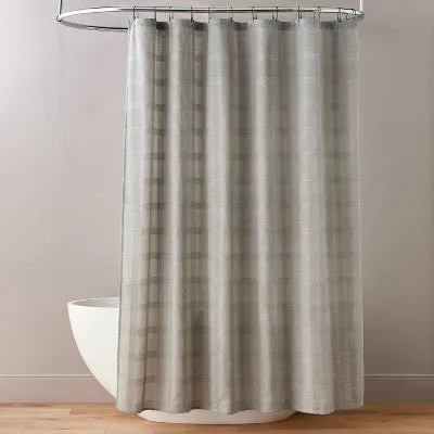 New - Washed Square Shower Curtain Gray - Hearth & Hand with Magnolia: Recycled