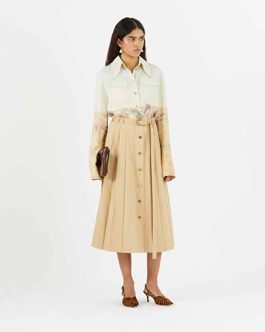 Noor Skirt Cotton Blend Tan