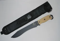 NS 9 Tan Micarta Handle Blk Plain Blade