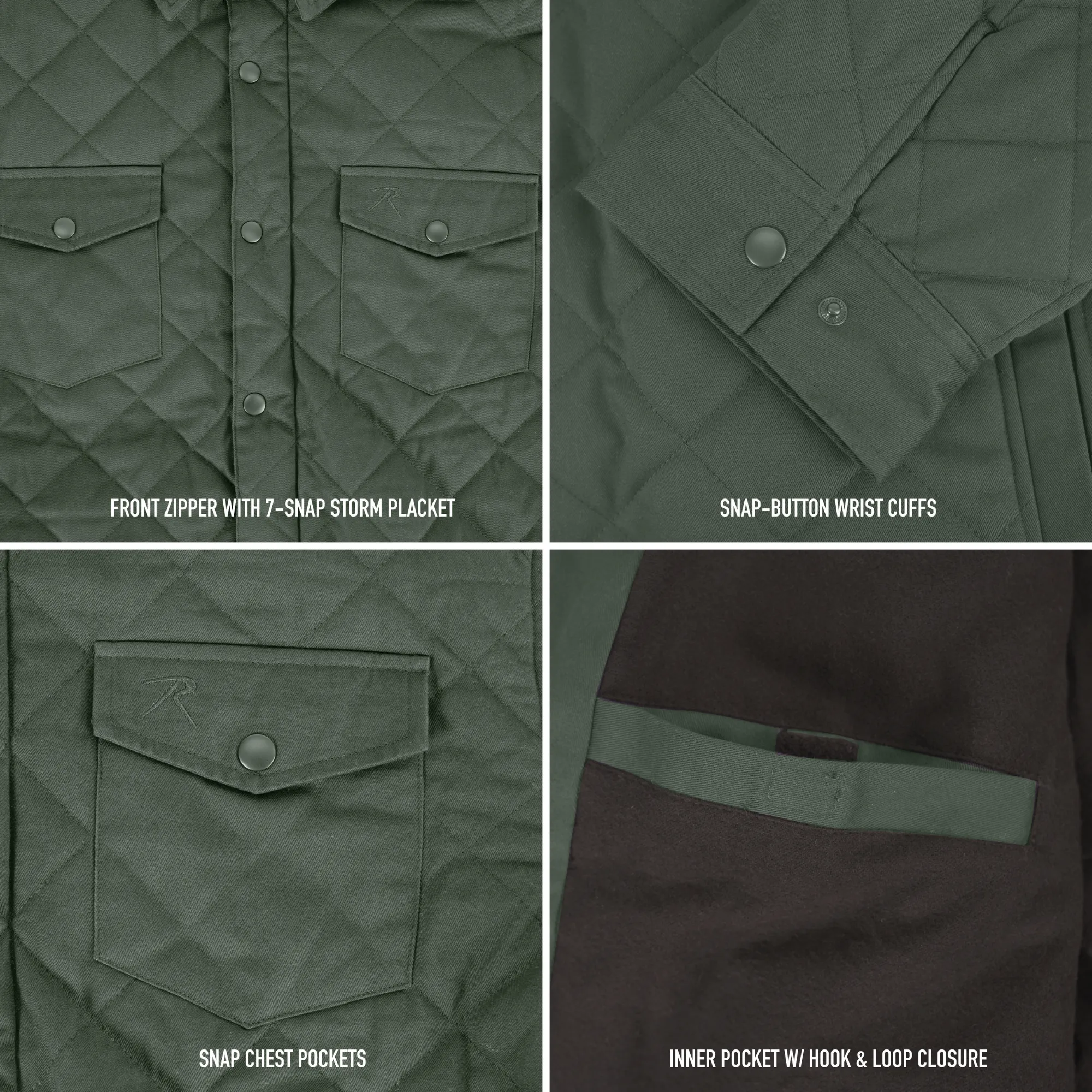 Olive Drab - Diamond Quilted Cotton Jacket