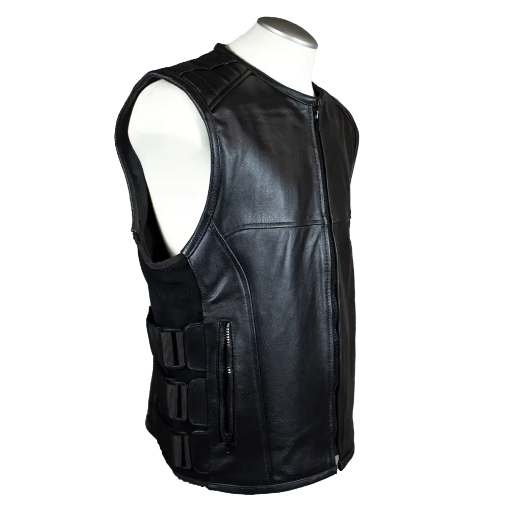 Open Road Men's Zip-Up Tactical Leather Vest