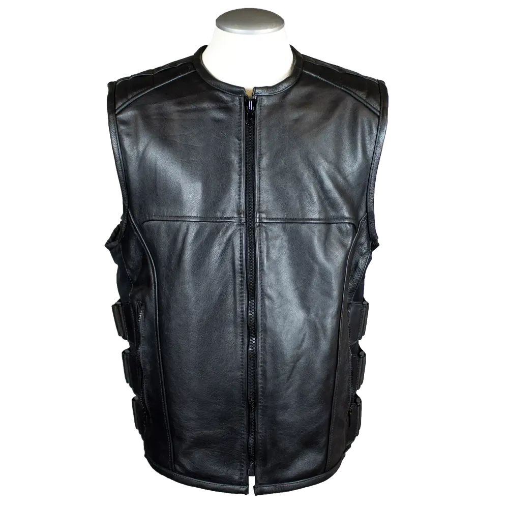 Open Road Men's Zip-Up Tactical Leather Vest