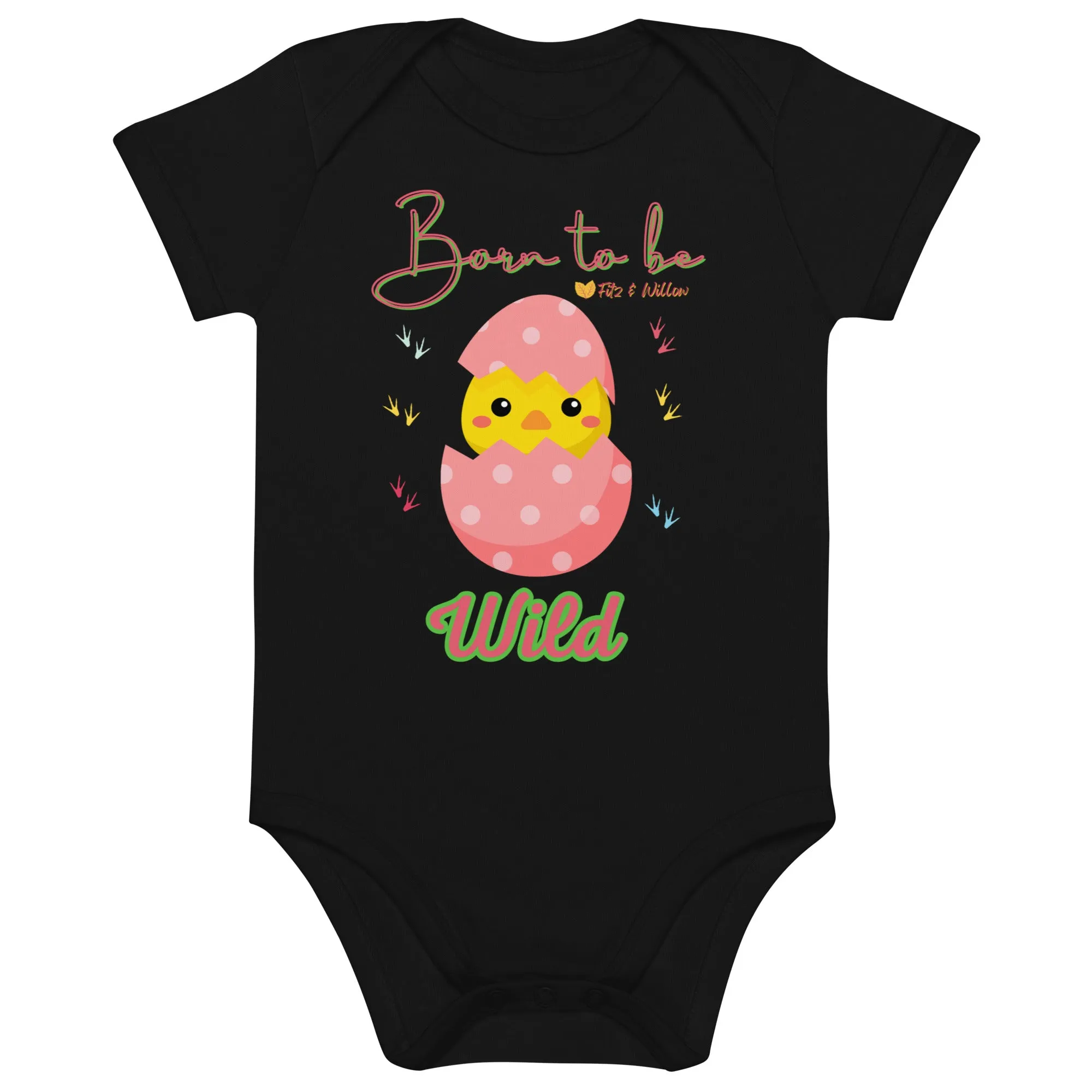 Organic cotton baby bodysuit, Born to be - Fitz & Willow