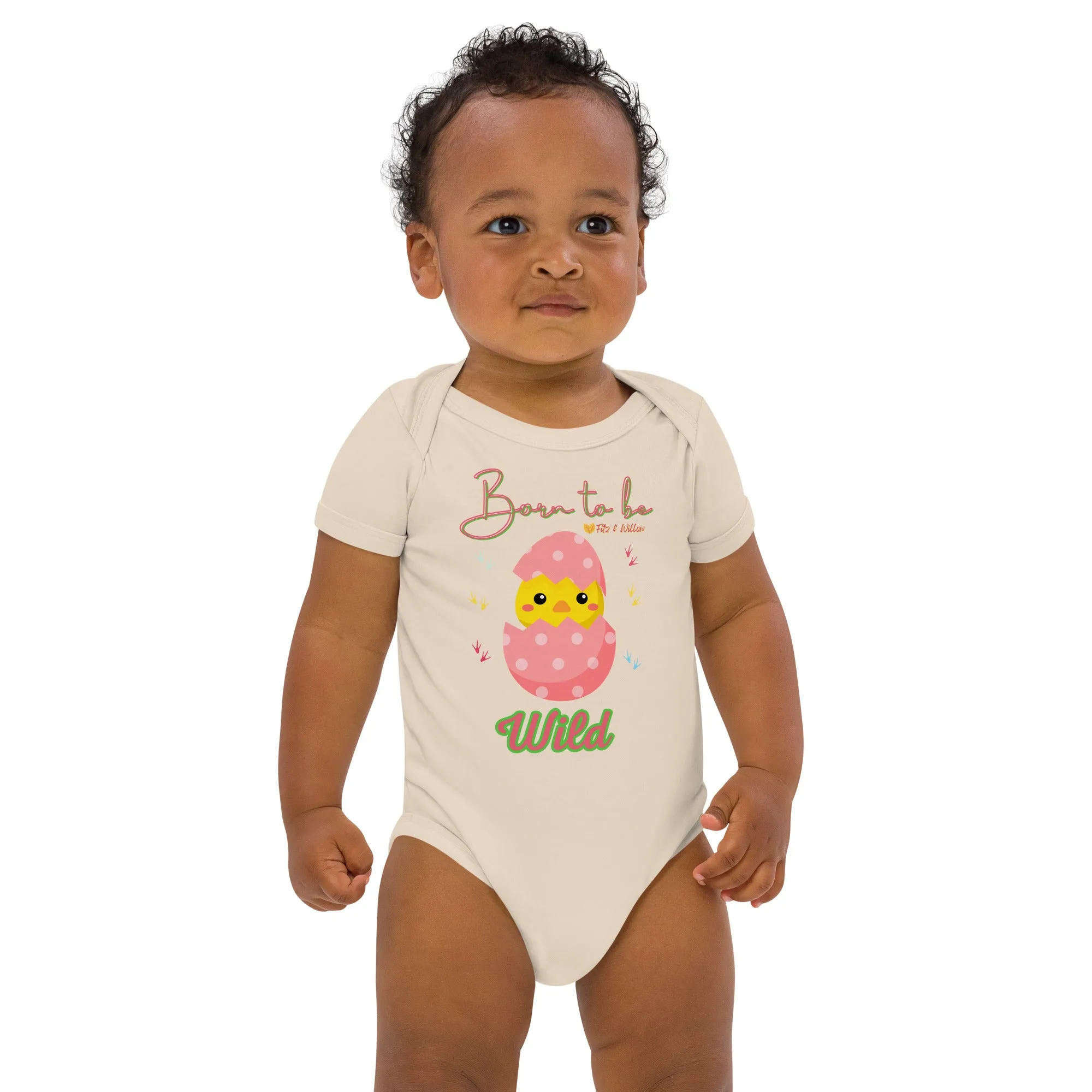 Organic cotton baby bodysuit, Born to be - Fitz & Willow