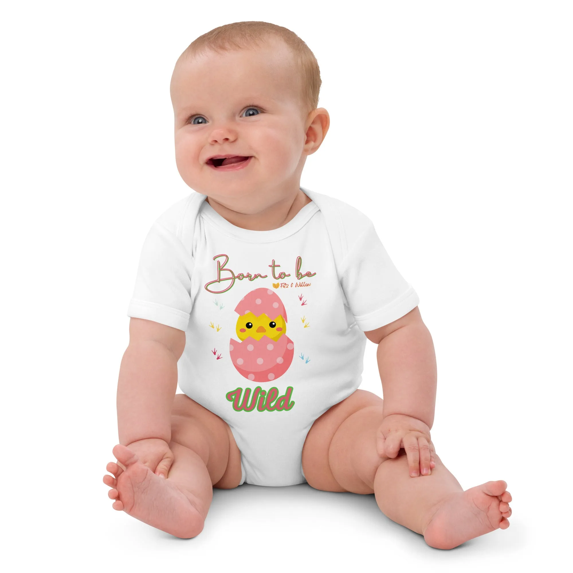 Organic cotton baby bodysuit, Born to be - Fitz & Willow