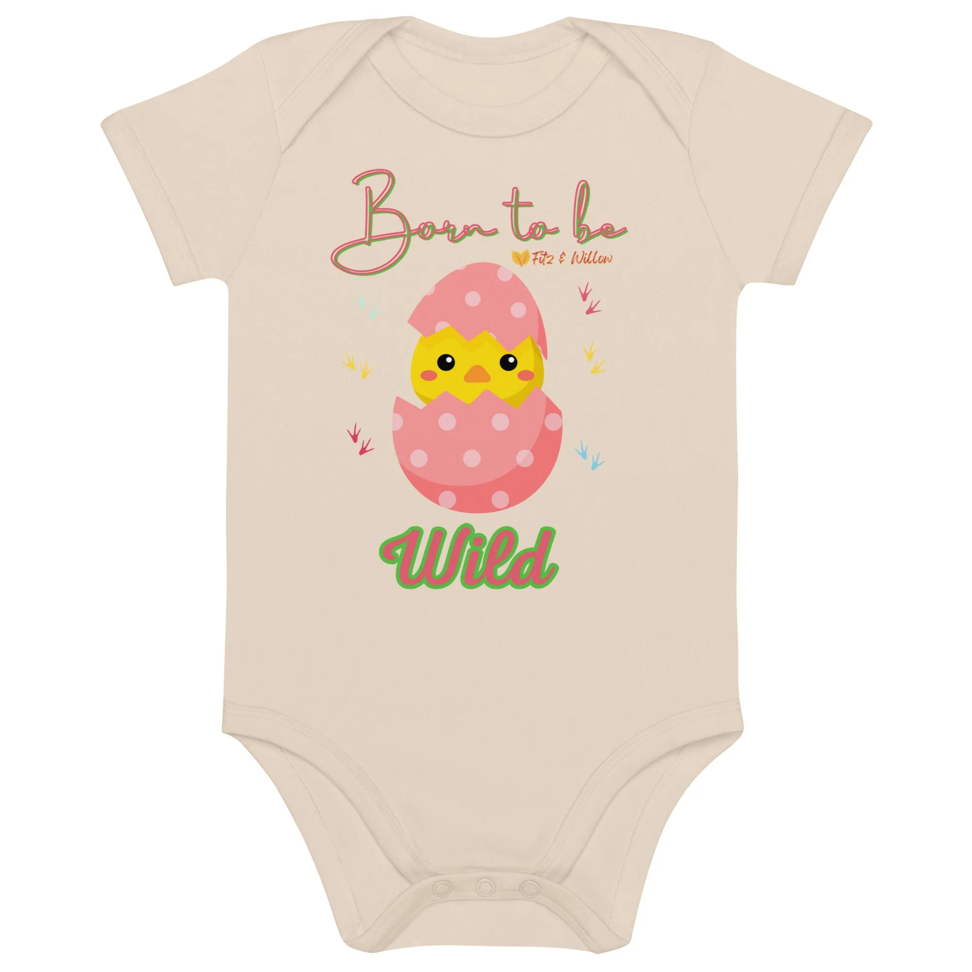 Organic cotton baby bodysuit, Born to be - Fitz & Willow