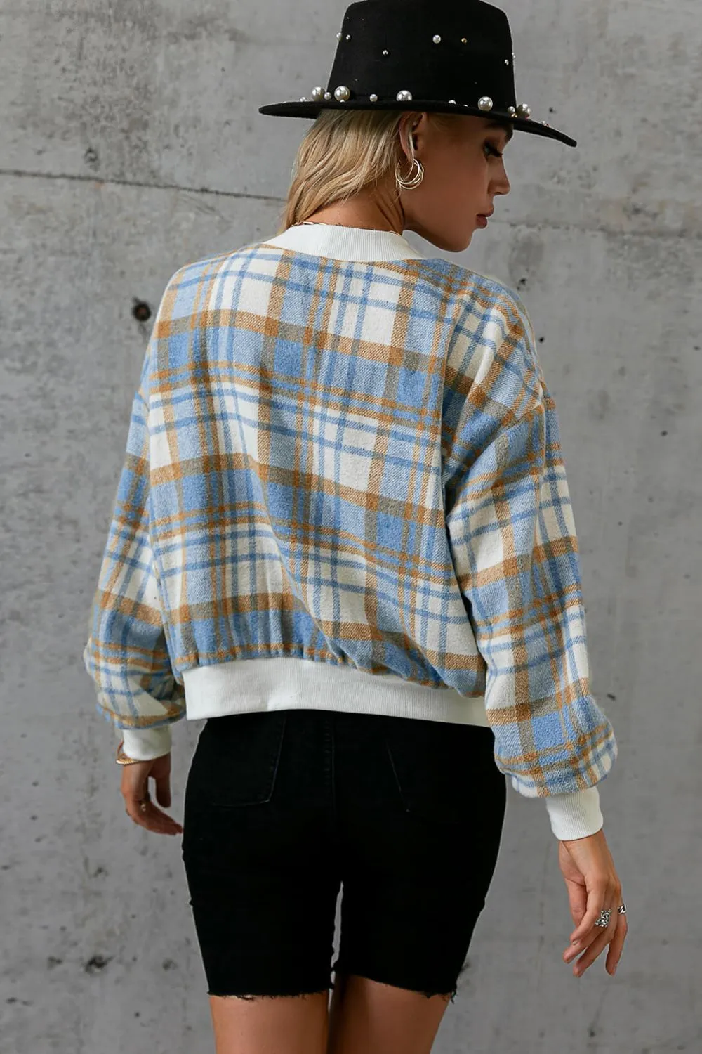 Plaid Button Down Jacket with Pockets