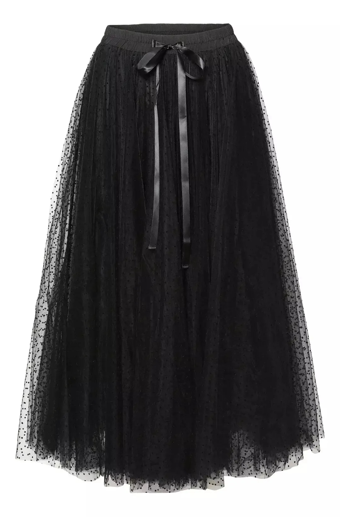 Polka Dot Maxi Tulle Skirt | Black