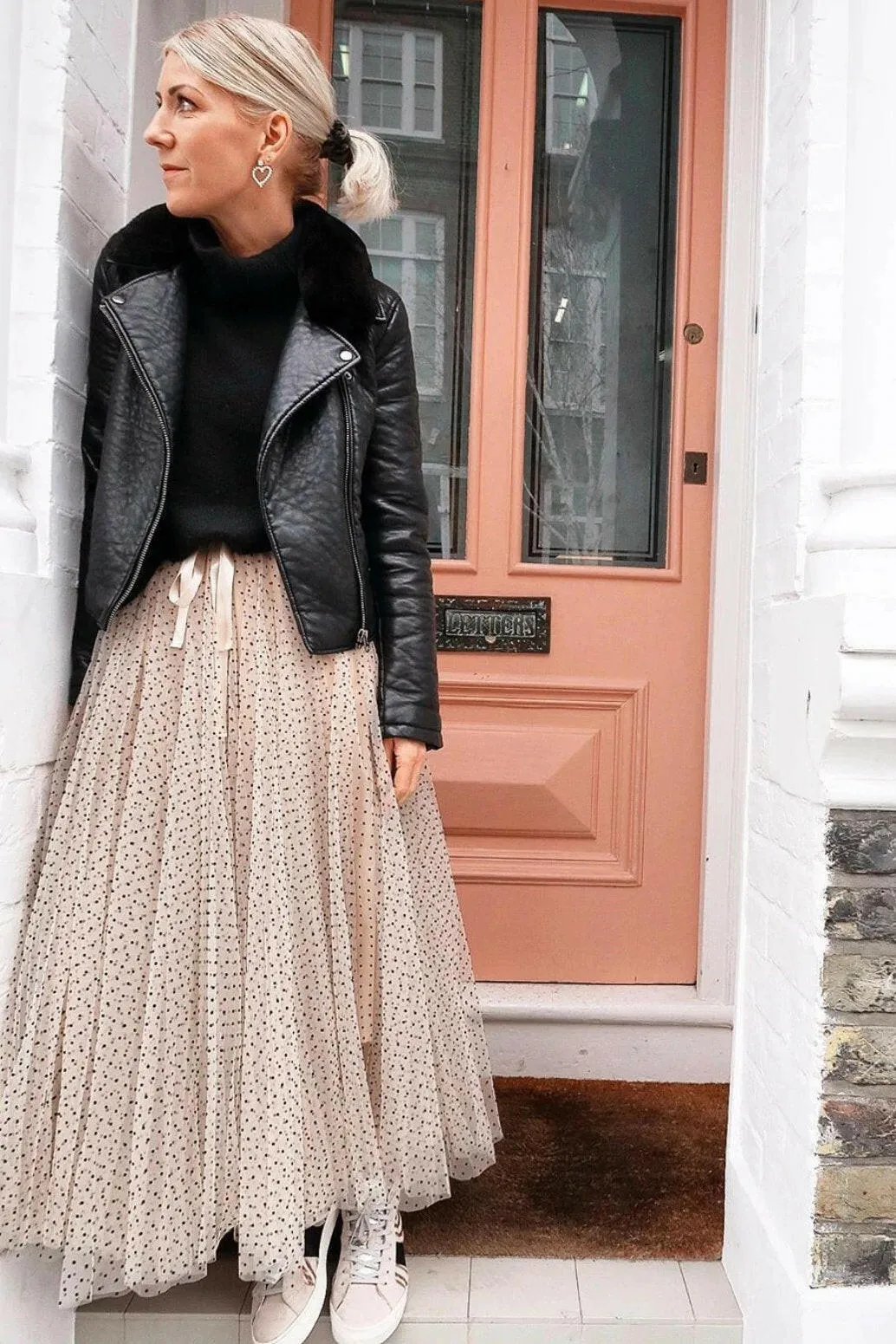 Polka Dot Maxi Tulle Skirt | Creme