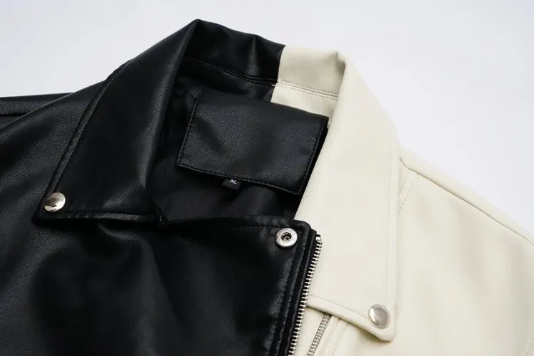 Pre Order:  Contrast Vegan Leather Jacket