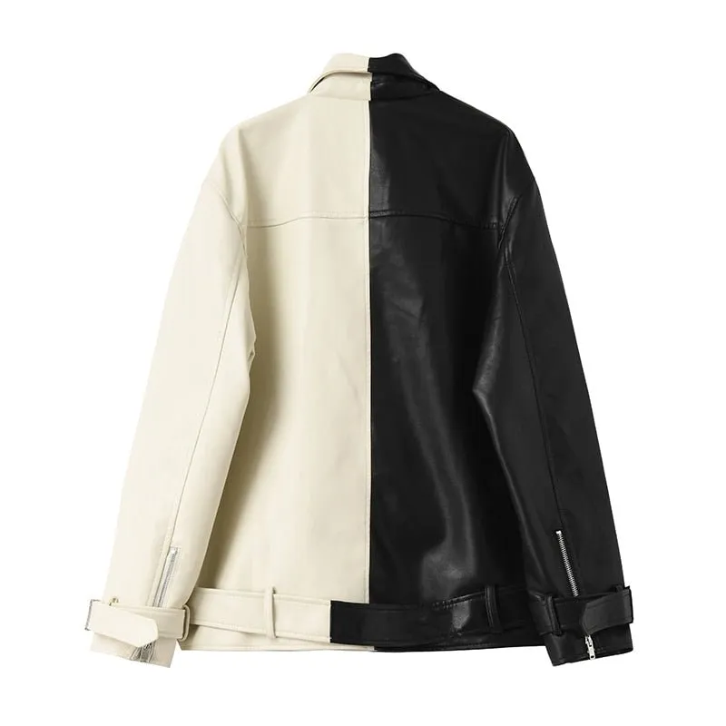 Pre Order:  Contrast Vegan Leather Jacket