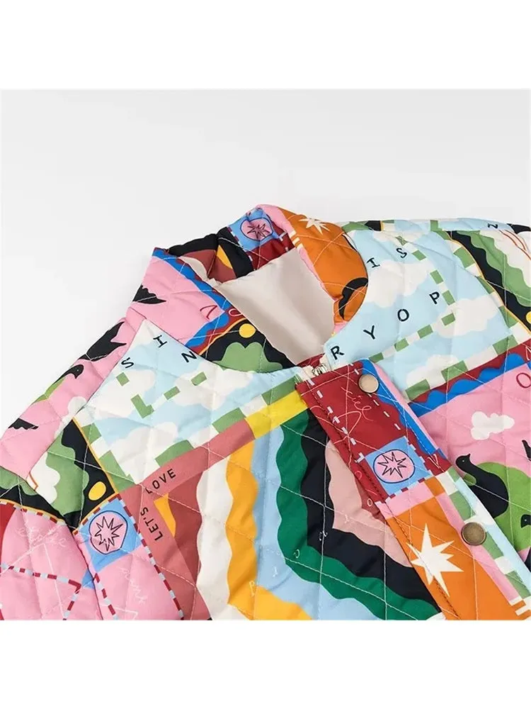 Pre Order:  Graffiti Print Quilted Jacket