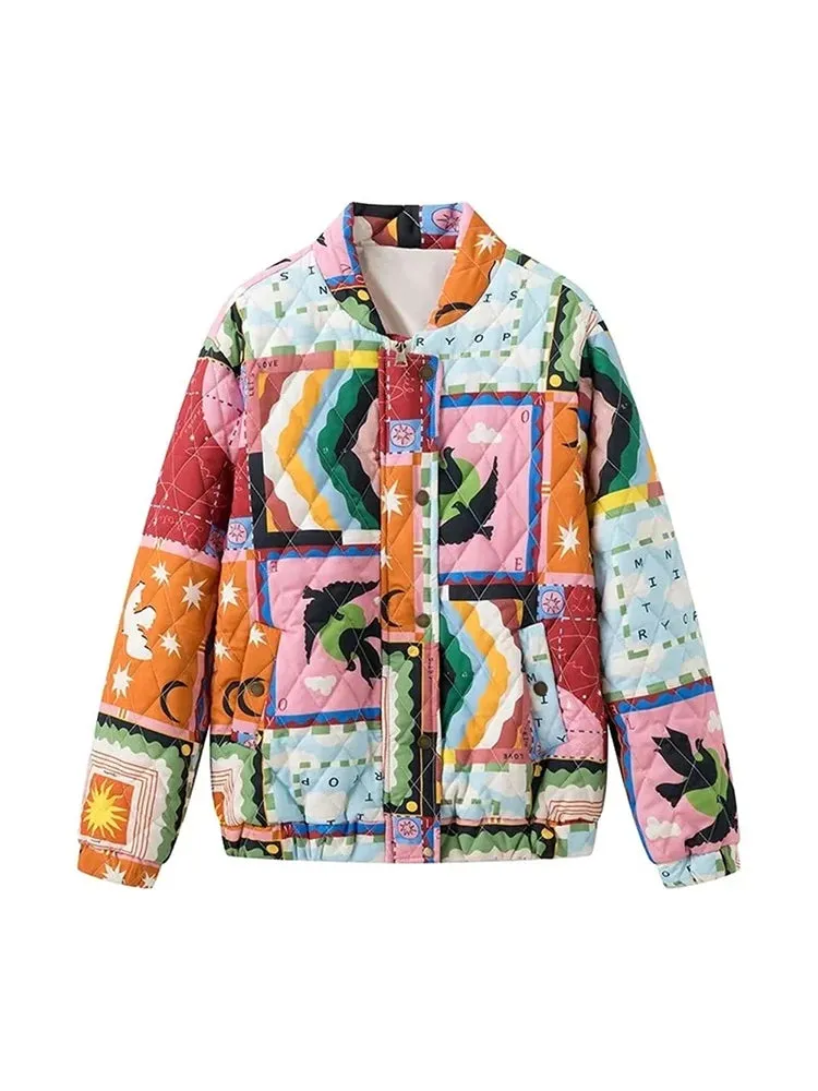 Pre Order:  Graffiti Print Quilted Jacket