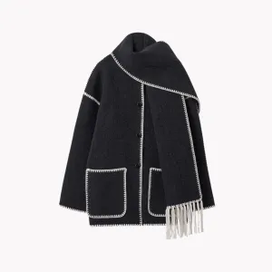 Pre Order:  Tassel Scarf Collar Jacket